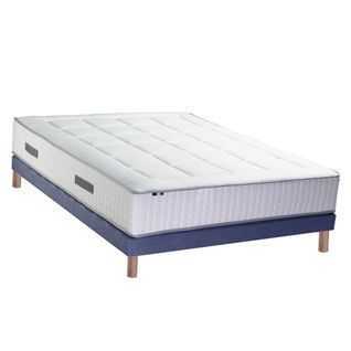 Ensemble Matelas Ressort 7 Zones + Mémoire De Forme + Sommier Bellagio 2 160 X 200 Cm Bleu Denim