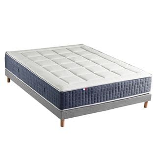 Ensemble Matelas Ressort 7 Zones + Mémoire De Forme + Sommier King Style 140 X 190 Cm Gris Chiné