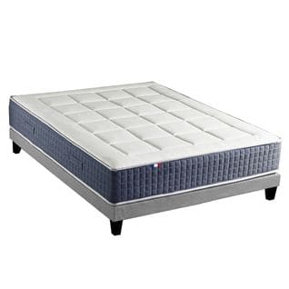 Ensemble Matelas Ressort 7 Zones + Mémoire De Forme + Sommier King Style 140 X 190 Cm Gris Chiné