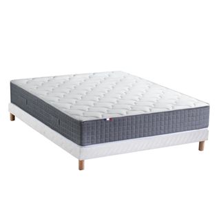 Ensemble Matelas Ressort 7 Zones H.30cm + Sommier Max 160 X 200 Cm Blanc