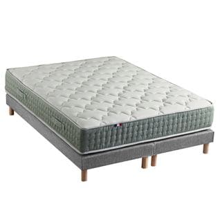 Ensemble + Matelas Ressort 7 Zones Face Hiver/eté Différente Hygge 2x80 X 200 Cm Gris Chiné