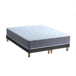 Ensemble Matelas Ressort 7 Zones H.30cm + Sommier Max 2x90 X 200 Cm Noir