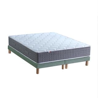 Ensemble Matelas Ressort 7 Zones H.30cm + Sommier Max 2x80 X 200 Cm Vert Celadon