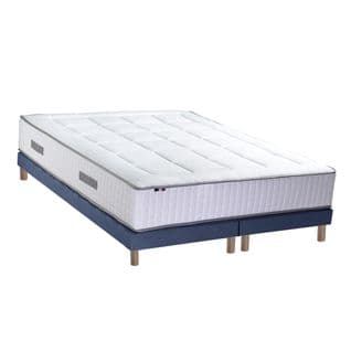 Ensemble Matelas Ressorts 7 Zones H30cm + Sommier Palacio 2 160x200 Bleu Denim