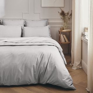 Taie De Traversin En Percale De Coton Gris Galet 43x190