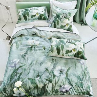 Housse De Couette Imprimée En Satin De Coton Vert 140x200