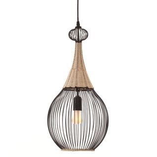 Suspension H. 58 cm ZAGORATAN Noire et naturel