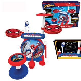 Batterie Electronique Spiderman Lumineuse Complète Avec Clavier, Cymbales Et Tabouret Spider-man