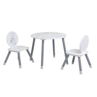 Table + 2 Chaises Blanc / Gris Nounours - Blanc
