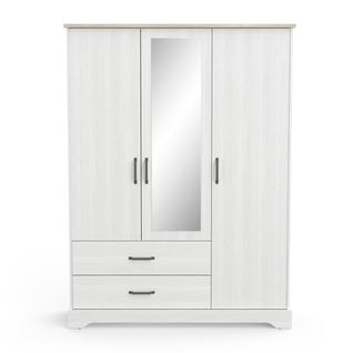 Armoire 3 Portes, 1 Miroir Et 2 Tiroirs - H199,60 Cm