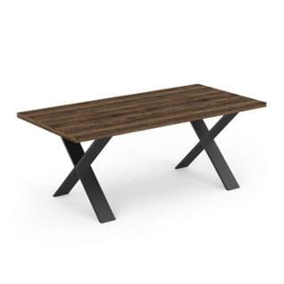 Table À Manger Monaco - Décor Bois Oak Et Noir - L180 X P90 X H74.8 Cm