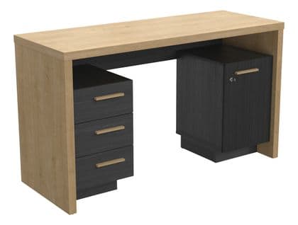 Bureau avec caisson intégré OXFORD imitation chêne et noir