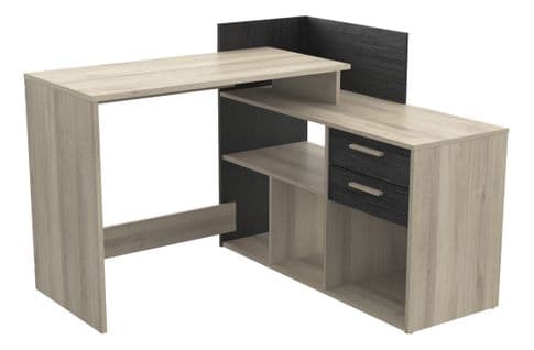 Bureau d'angle OPTIMA 2 imitation chêne et noir