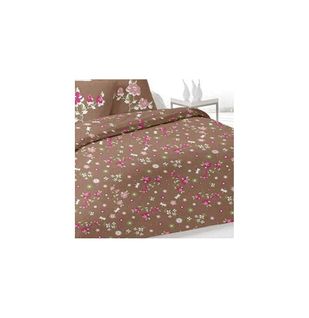 Housse De Couette Et 2 Taies D'oreiller Léa Taupe - 220 X 240 - 100% Coton