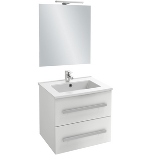 Meuble Vasque 60 Cm Jacob Delafon Ola Up Blanc Brillant Avec Miroir Et Spot