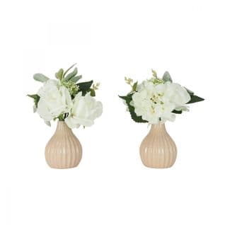 Bouquet Artificiel De Fleurs Blanches En Pot 25cm Lot De 2