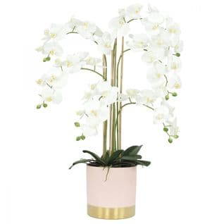 Orchidees Artificielles Pot Rose Et Or 80cm