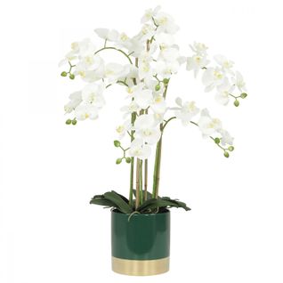 Orchidees Artificielles Pot Vert Et Or 80cm