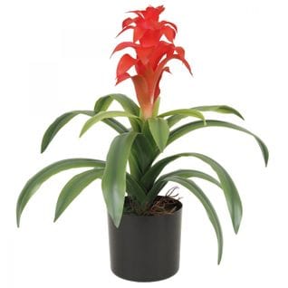 Guzmania Artificiel Toucher Naturel Rouge 45cm