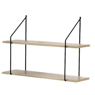 Étagère Murale 2 Niveaux Décor Bois L60 Cm