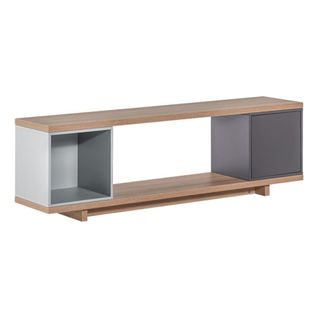 Meuble TV Avec 2 Cases L138 Cm - Gris Et Chêne