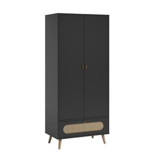 Armoire 2 Portes Et 1 Tiroir Avec Cannage En Rotin L85cm