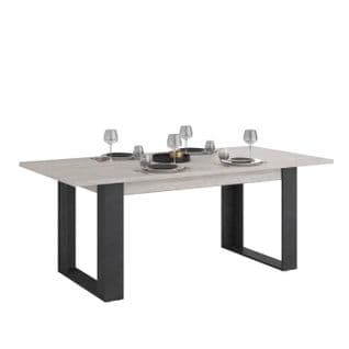 Table à Manger Rectangulaire Cesar - Décor Noir Chêne Beige Grisé - 6 Personnes - L200xp78xh100 Cm