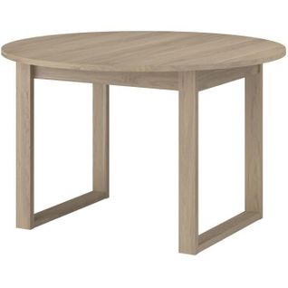 Table à Manger Extensible - Betty - Ronde - Décor Chêne - 4 / 6 Personnes - 120 / 155 X 120 X 75 Cm