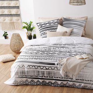 Housse De Couette 240x260 Ethnik Nb + 2 Taies 100% Coton 57 Fils