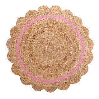 Tapis Rond Pompons 90 Cm Jute Polycoton Rosaly