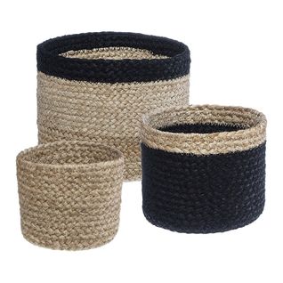 Lot De 3 Paniers Jute Noir