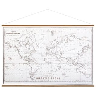 Tableau Toile Carte Du Monde Rétro 110x73 Cm