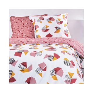 Housse De Couette 220x240 Sunshine Geopink + 2 Taies 100% Coton 57 Fils