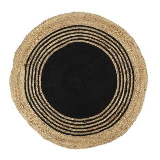 Tapis Rond Jute Coton Noir D90