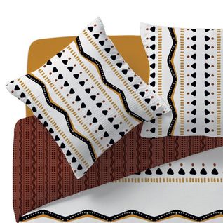 Housse De Couette 240x220 Tribal + 2 Taies 100% Coton 57 Fils