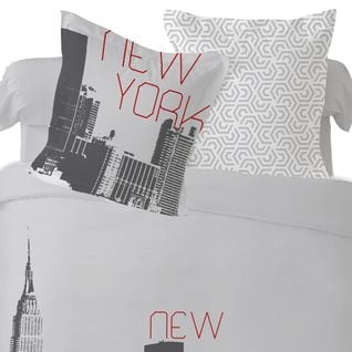 Housse De Couette 240x220 New York + 2 Taies Coton 52 Fils