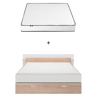 Ensemble Lit TONIGH blanc + Matelas ADEONA 140x190 cm