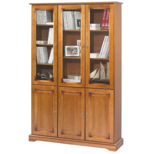 Meuble Bibliothèque Merisier 6 Portes 12 Niches L 120.6 H 182.2 P 33 Cm