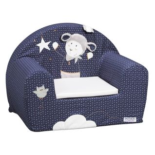 Fauteuil Club Pour Enfant 48x40cm En Coton Bleu