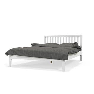 Lit Adulte - Contemporain - Bois Épicéa Massif - Blanc Laqué - L 160 X L 200 Cm - Parker