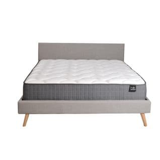 Lit Fjord 140x190 Tissu + 1 Sommier + 1 Matelas Carlton / Gris Clair