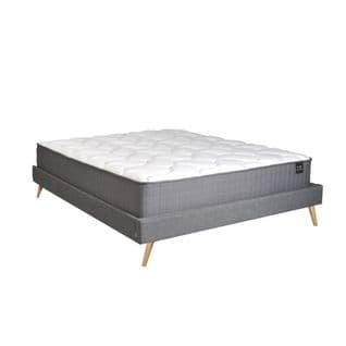 Lit Borea 140x190 Tissu + 1 Sommier + 1 Matelas Carlton / Gris Foncé