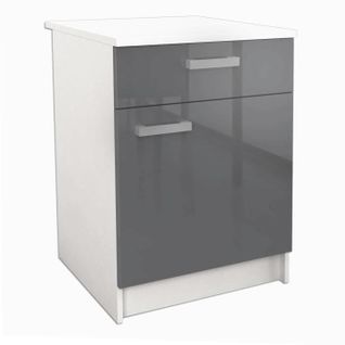 Start Meuble Bas De Cuisine - L 60 Cm - Avec Plan De Travail Inclus - Gris Brillant