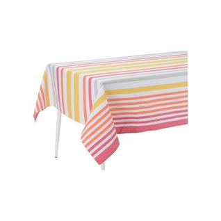 Nappe Enduite À Rayures Multicolores Carrée 145 X 145 cm