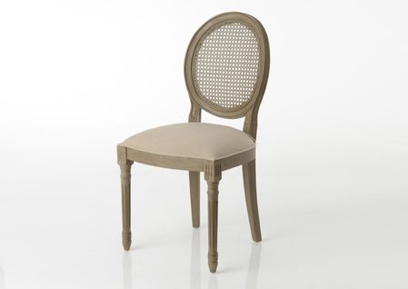 Chaise Taupe En Acajou Médaillon