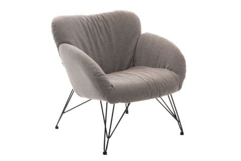 Fauteuil Lounge En Tissu Et Piétement En Métal Noir - Atlantique