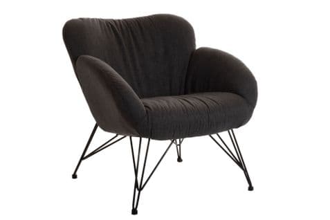 Fauteuil Lounge En Tissu Et Piétement En Métal Noir - Atlantique