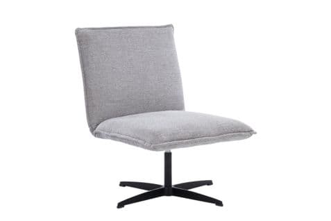 Fauteuil Lounge Pivotant En Tissu Gris Clair Avec Pied Central - Tanger