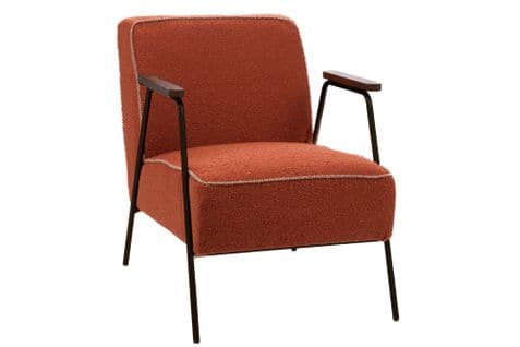 Fauteuil Vintage En Tissu Uni Et Pieds Métal - Sintra