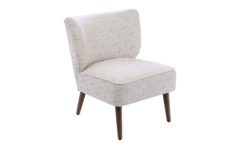 Fauteuil Crapaud En Tissu Aux Motifs Blanc Et Beige - Gael